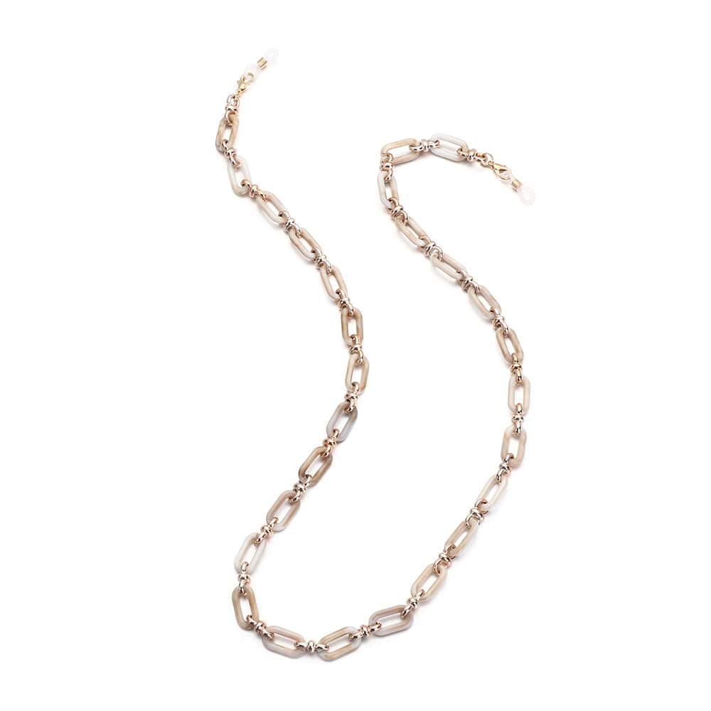 chaine lunette vintage beige