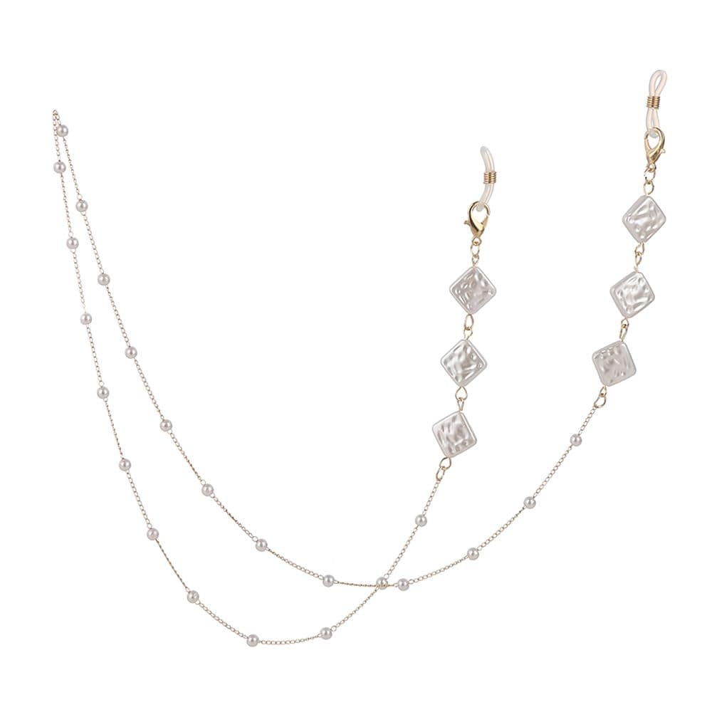 chaine porte lunette perle blanche