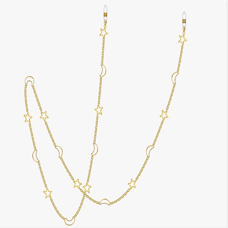 chaine pour tenir les lunettes étoile et lune
