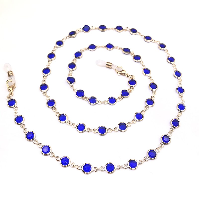 collier accroche lunettes bleu marine