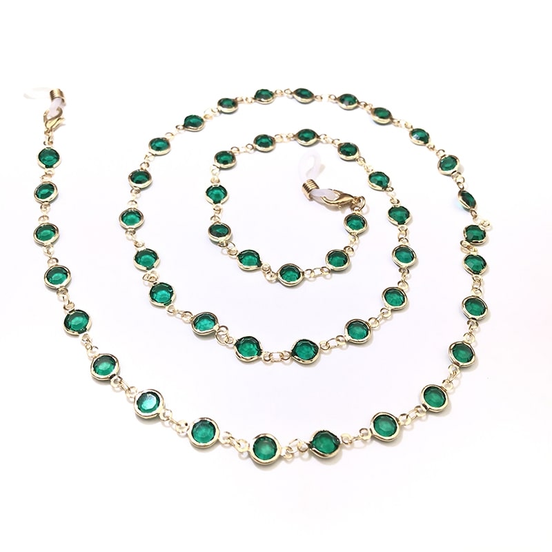 collier accroche lunettes vert