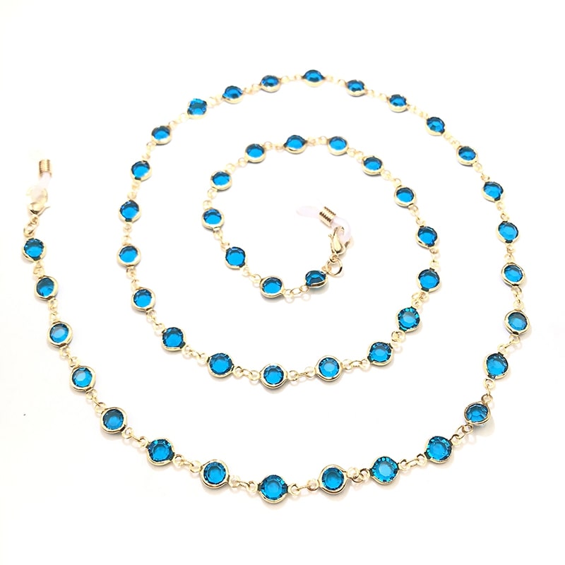 collier accroche lunettes bleu ciel