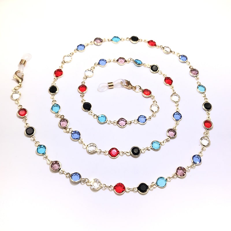 collier accroche lunettes multicolore or