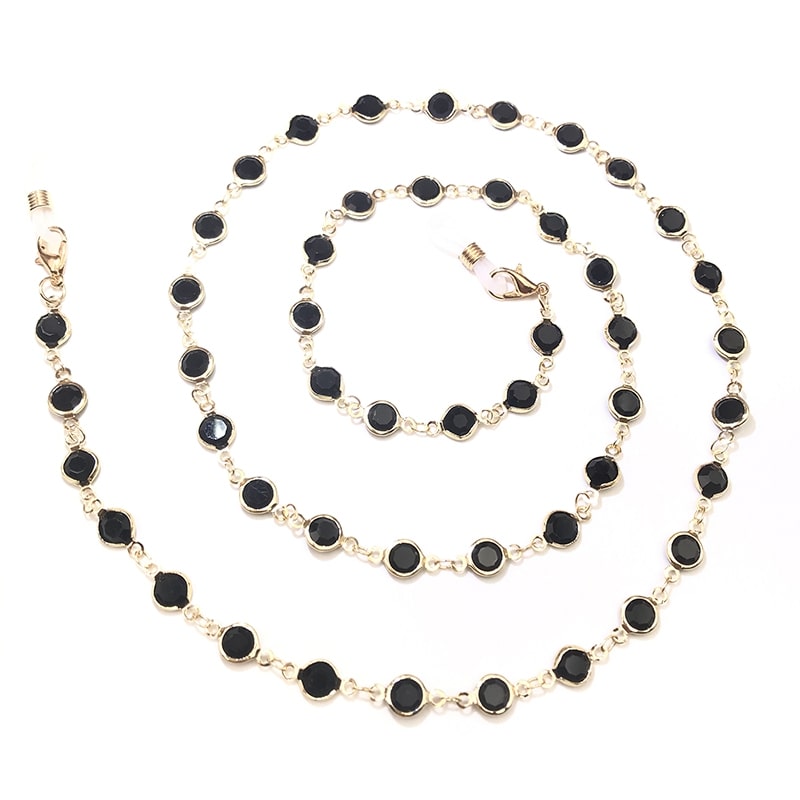 collier accroche lunettes noir