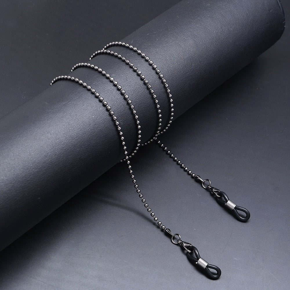 collier lunettes perles noir