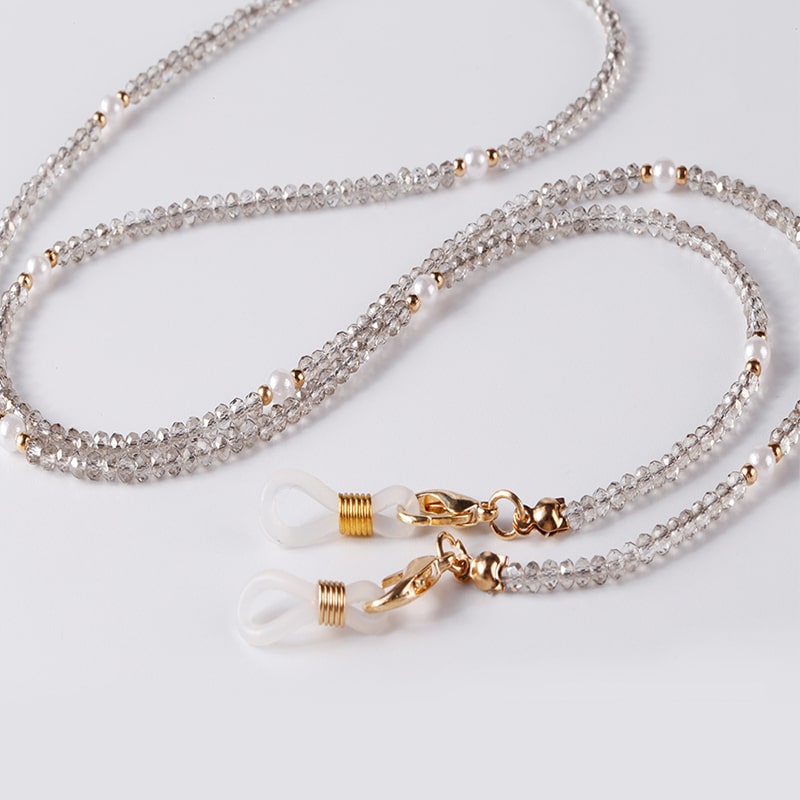 collier porte lunettes femme gris