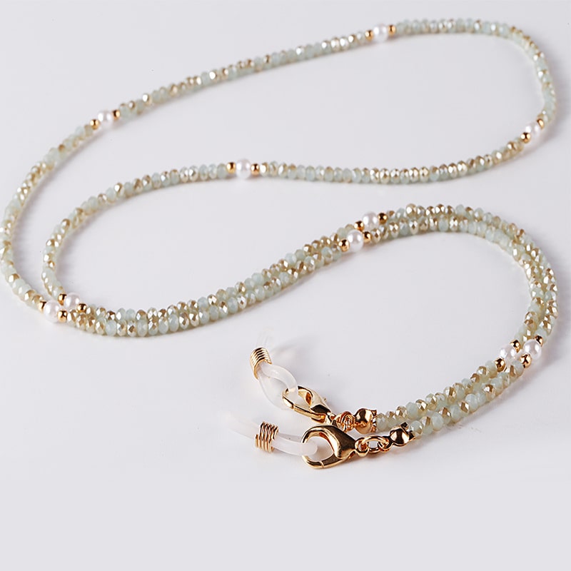 collier porte lunettes femme vert