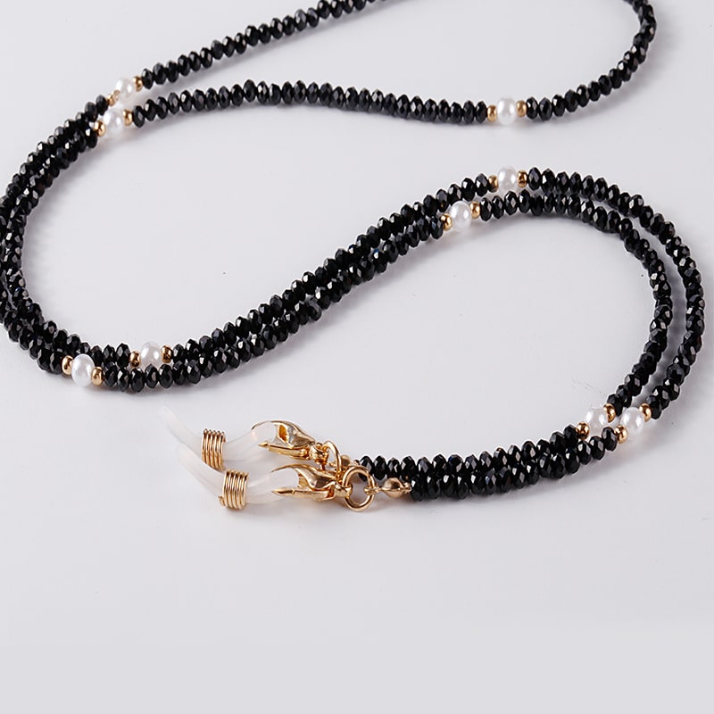 collier porte lunettes femme noir