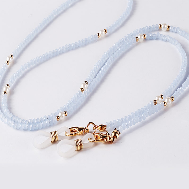 collier porte lunettes femme blanc