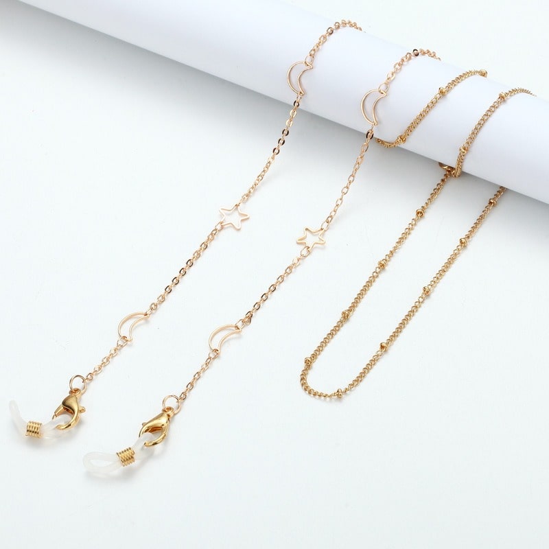 collier pour lunettes lune et étoile