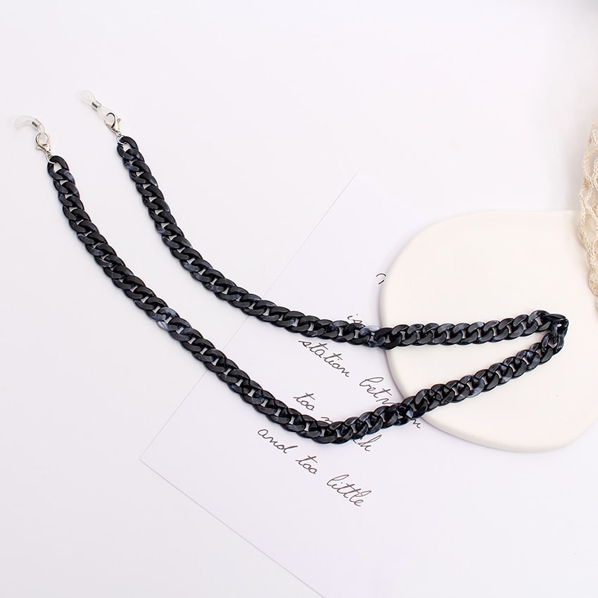 cordon lunette grosse maille marbre noir