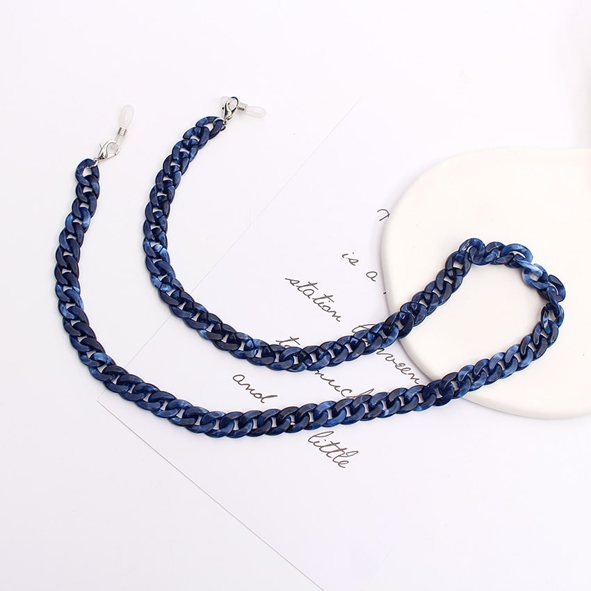cordon lunette grosse maille bleu marine