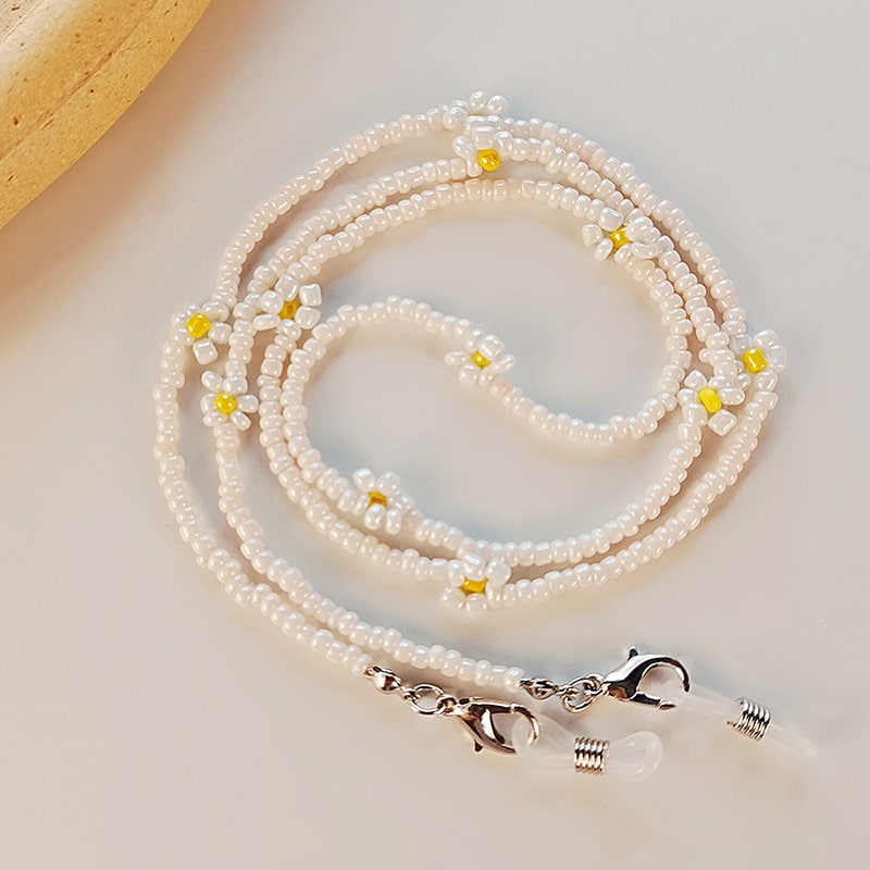 cordon lunettes en fleurs perles