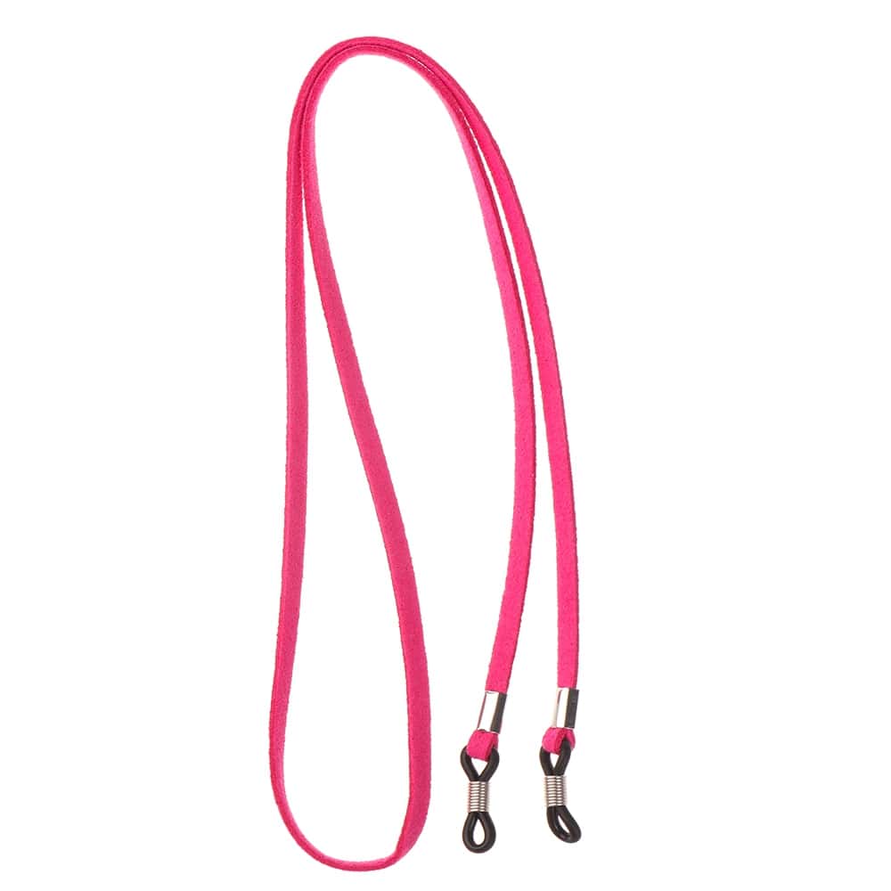 cordon lunette cuir rose fushia