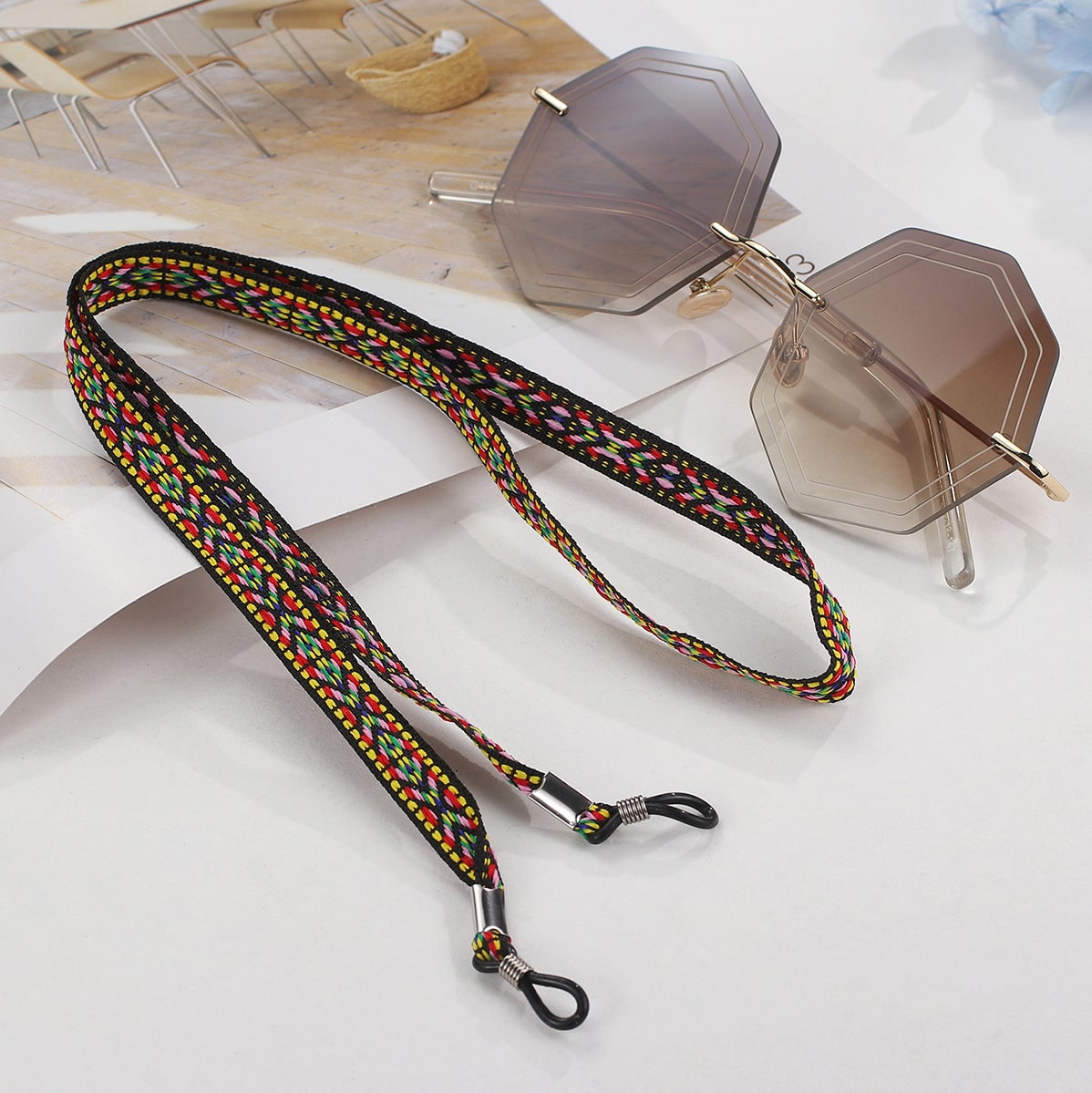 cordon lunettes mode multicolore