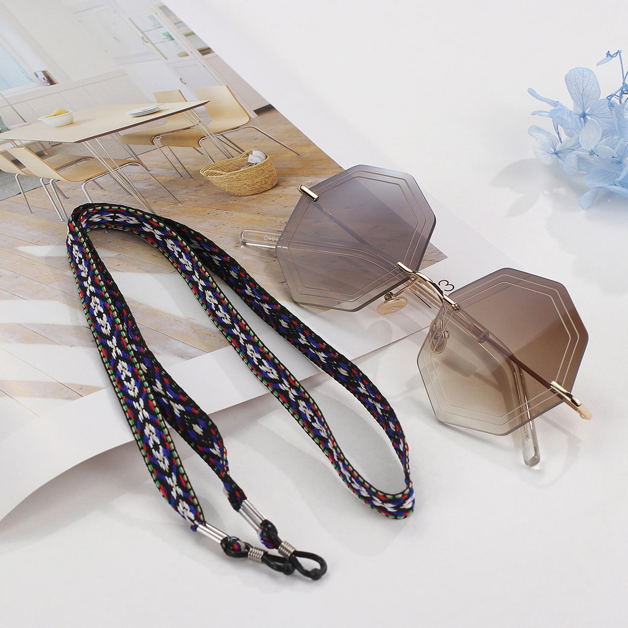 cordon de lunettes mode multicolore