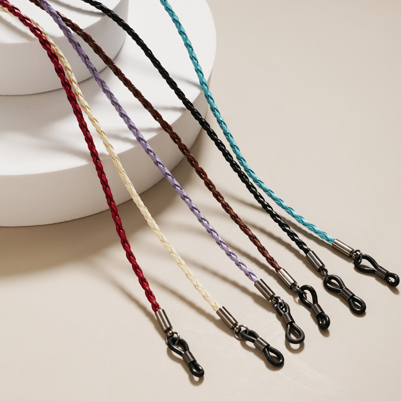 cordon lunettes simili cuir tressé