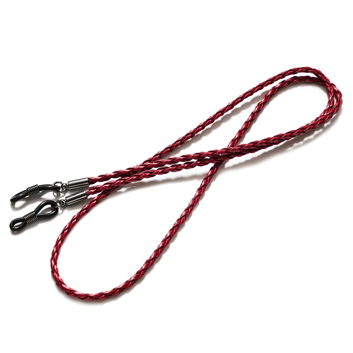 cordon lunettes simili cuir tressé rouge