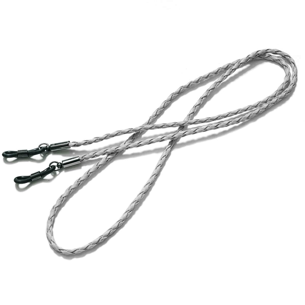 cordon lunettes simili cuir tressé gris