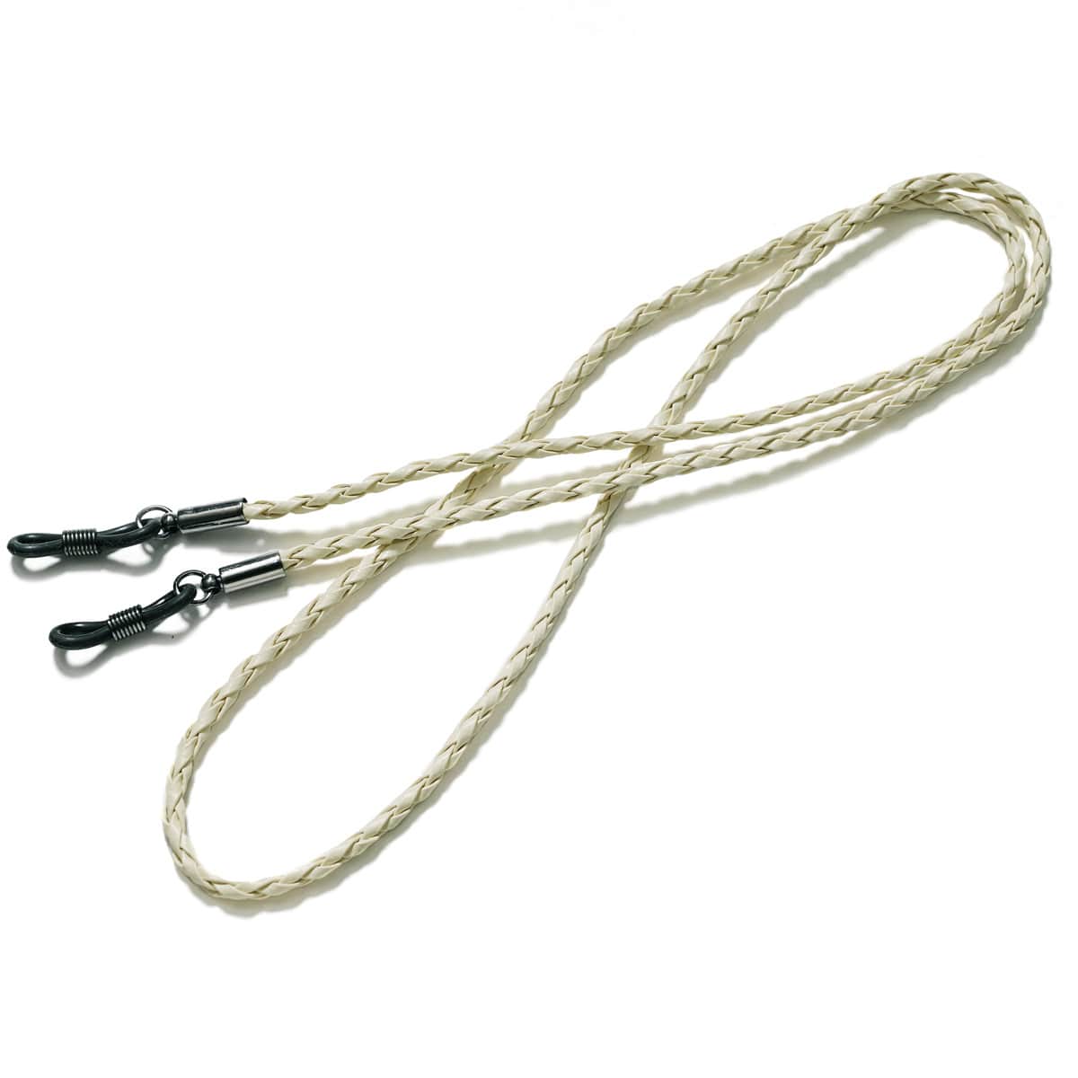 cordon lunettes simili cuir tressé beige