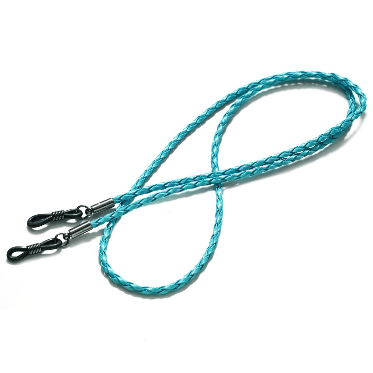cordon lunettes simili cuir tressé bleu cyan