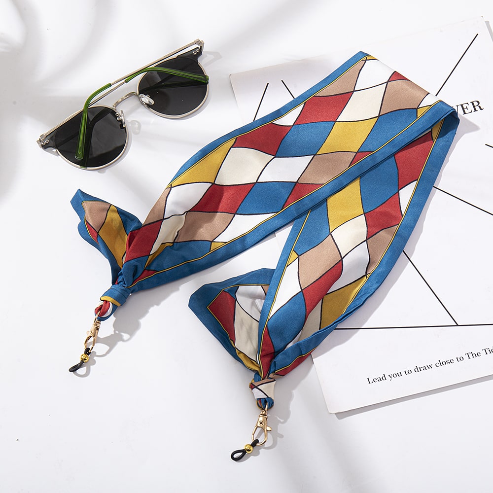 cordon lunettes soie bleu