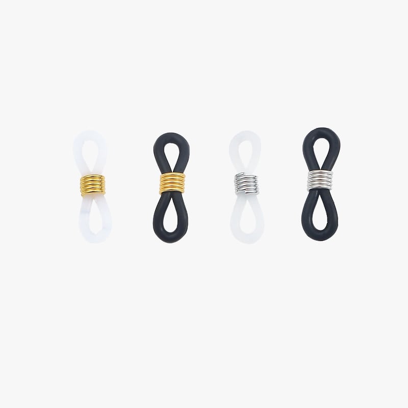 100 Boucles Caoutchouc Pour Cordon Lunettes – 5x20 Mm, Noir & Blanc – Anti-Perte Pour Lunettes De Soleil, Sport