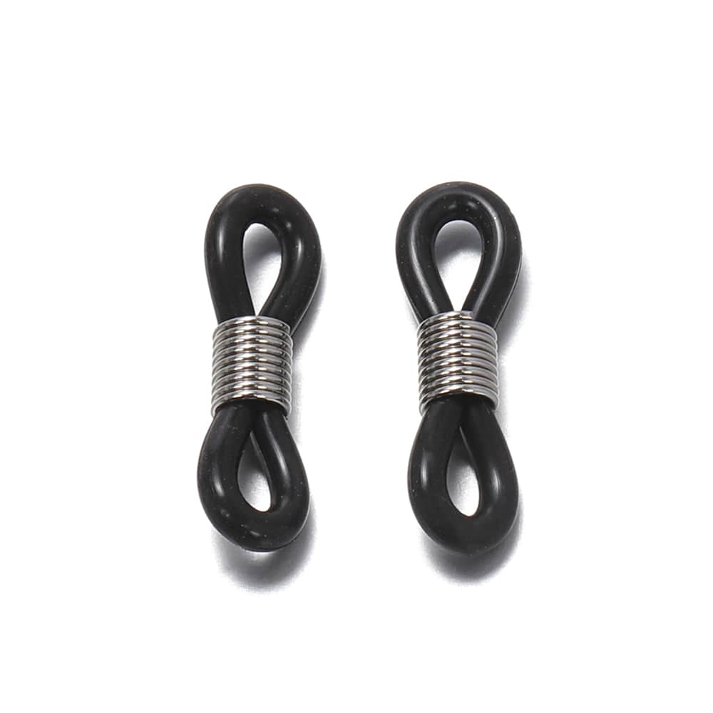 embout cordon lunettes noir argent