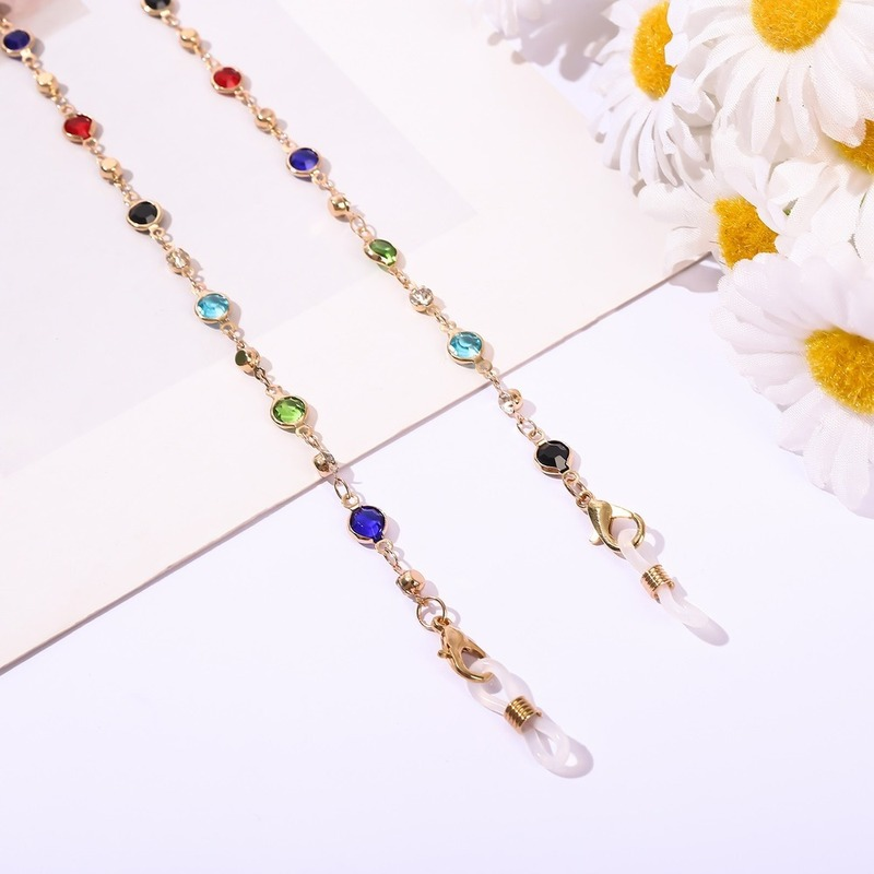 porte lunette collier pierres couleur