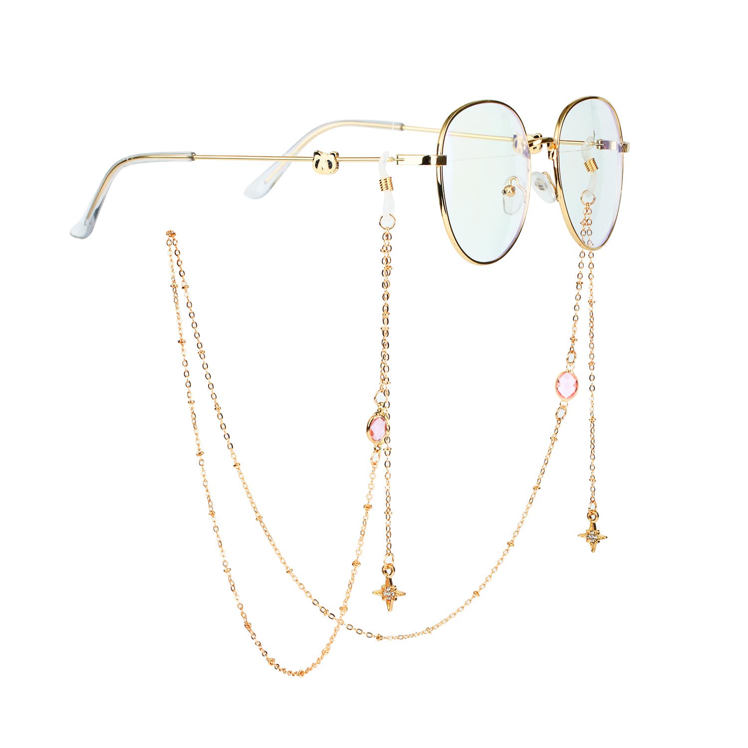 bijoux pour branches de lunettes rose