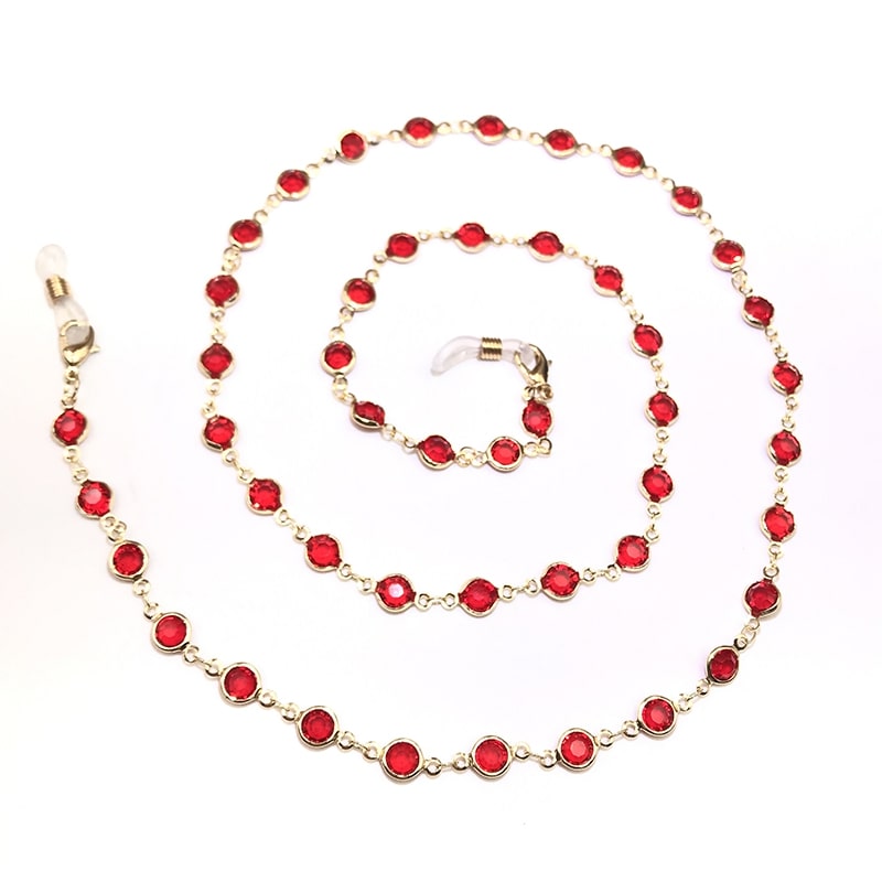 collier accroche lunettes rouge