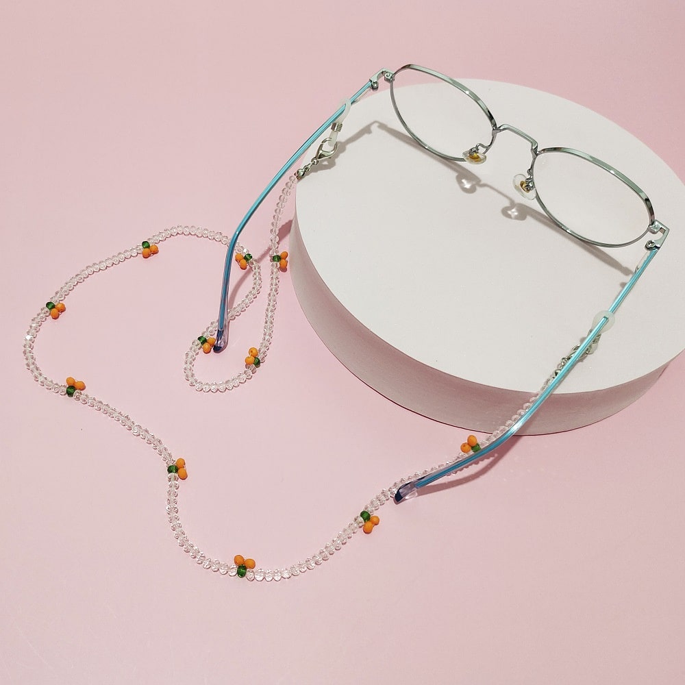 collier pour lunettes de vue abricot