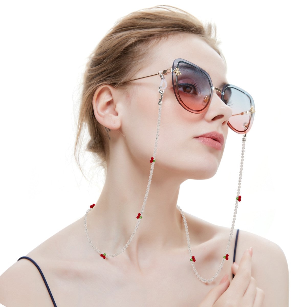 collier pour lunettes de vue perles