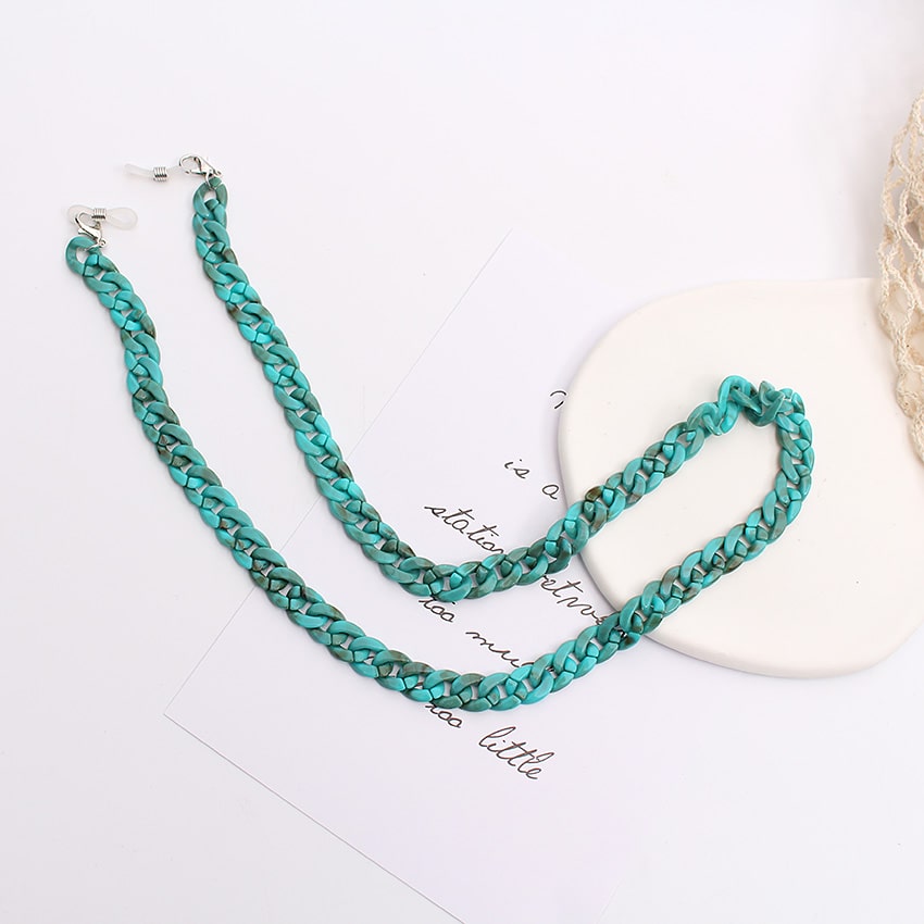 cordon lunette grosse maille turquoise